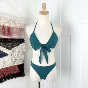 Mara Hoffman Samba Wraparound Bikini Top + Bottom Teal Sz XS